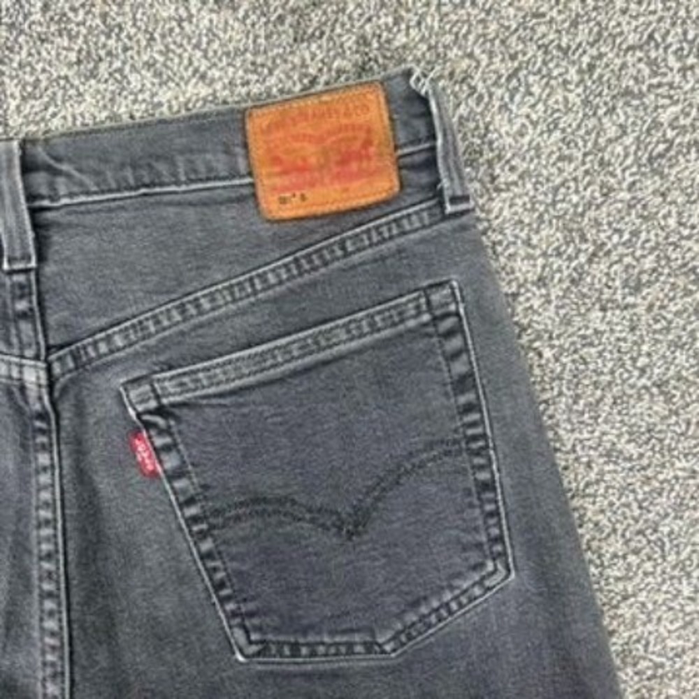 Levis 501XX‎ Selvedge Denim Skinny Jeans Distressed Hem Dark Grey Womens 29x22 - Picture 6 of 15